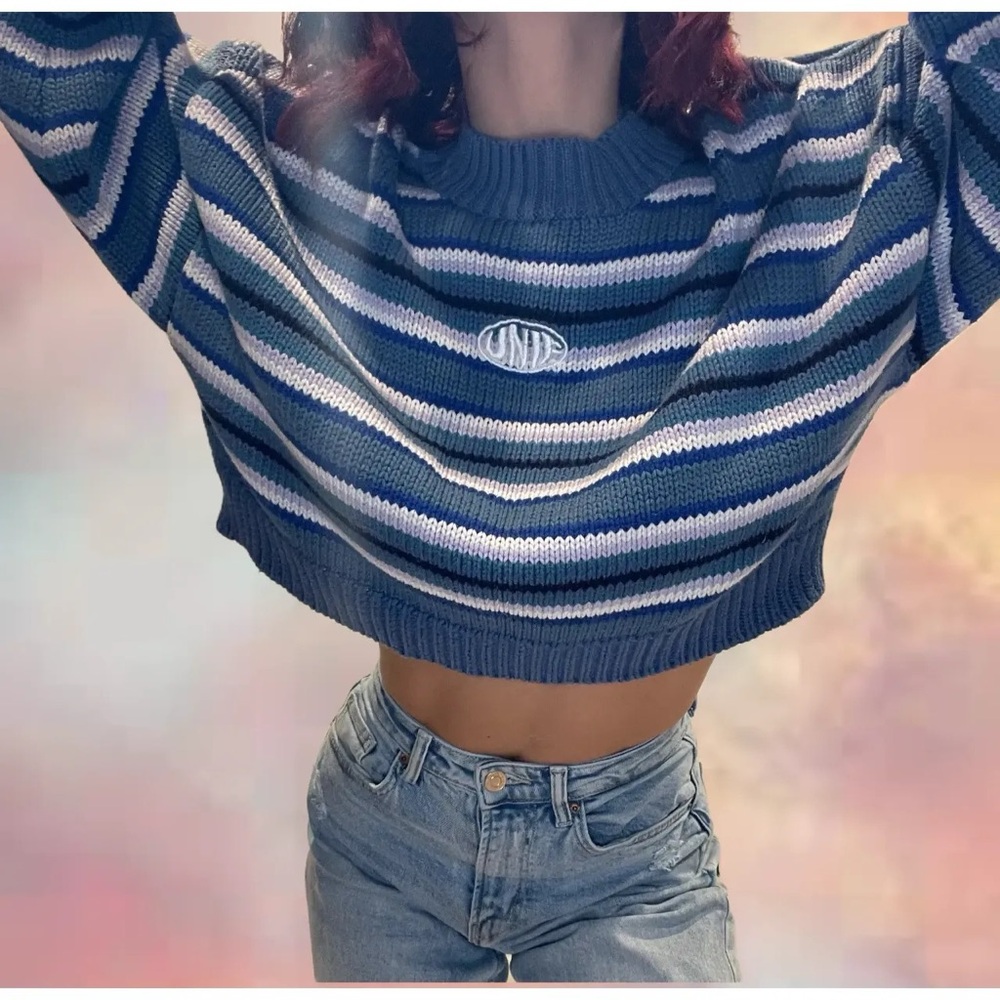 UNIF Striped Knit Sweater - Blue and White